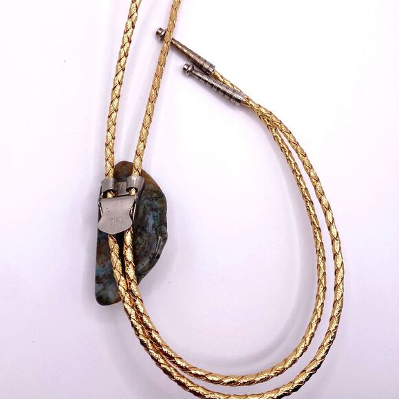 Vntg Bennett Native AmericanDesigner Bolo Tie Agate Large Stone and Claw 34” - Picture 7 of 10